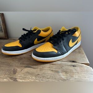 Nike Air Jordan 1 Low Black and Yellow Men's Sneakers